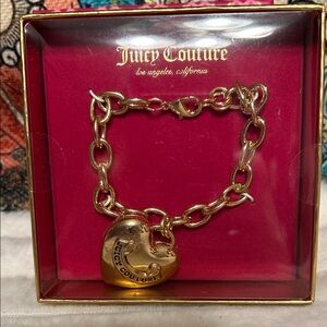Juicy Couture Gold Chain Bracelet with Heart Charm